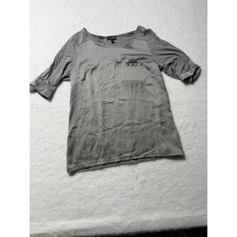 The‎ Limited Gray Blouse Womens Medium 3/4 Sleeve Pocket Career Office Top